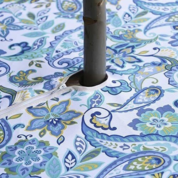 E House Home Blue Paisley Umbrella Tablecloth - 60" Round ~ NEW - Picture 3 of 7